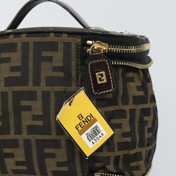 FENDI Zucca Canvas Hand Bag Brown Black Auth ep13217