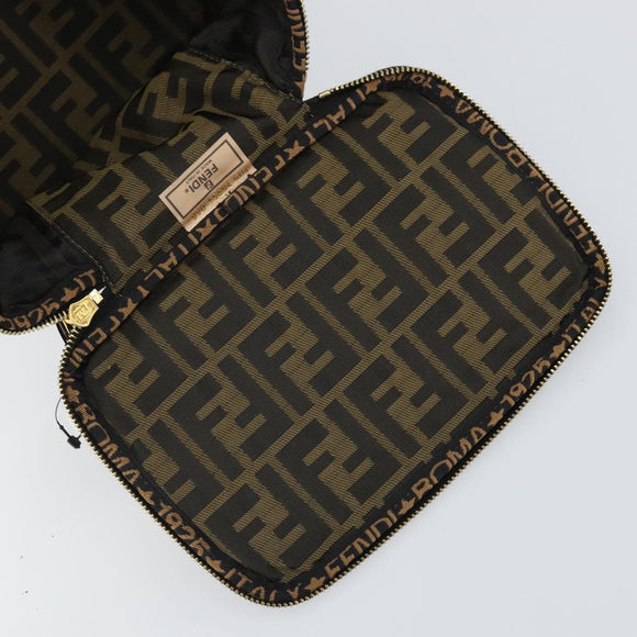 FENDI Zucca Canvas Hand Bag Brown Black Auth ep13217