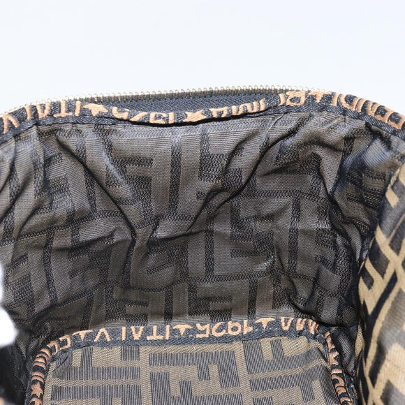 FENDI Zucca Canvas Hand Bag Brown Black Auth ep13217