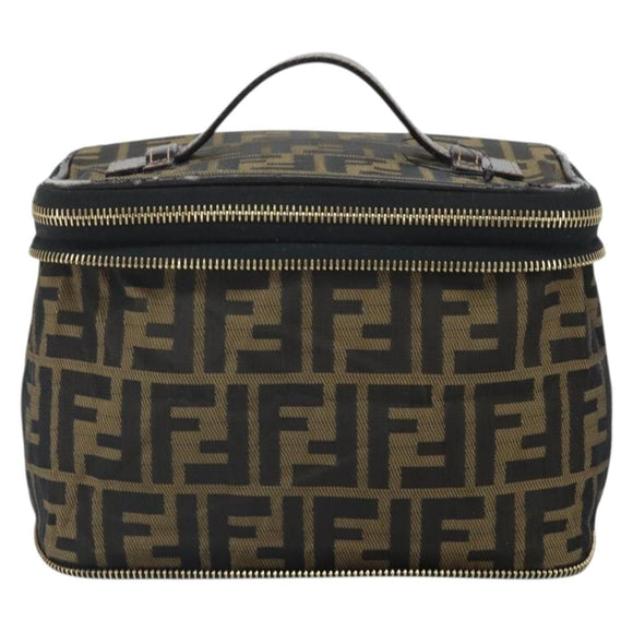 FENDI Zucca Canvas Hand Bag Brown Black Auth ep13217