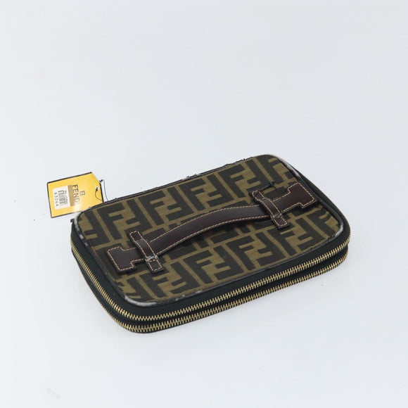 FENDI Zucca Canvas Hand Bag Brown Black Auth ep13217