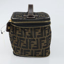 FENDI Zucca Canvas Hand Bag Brown Black Auth ep13217-4