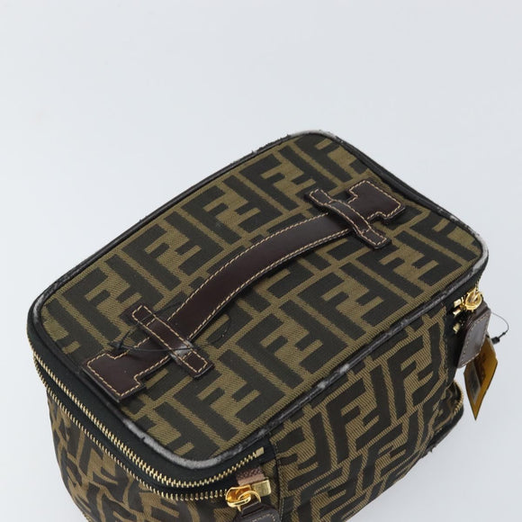 FENDI Zucca Canvas Hand Bag Brown Black Auth ep13217