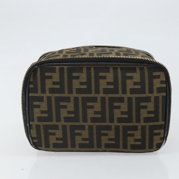 FENDI Zucca Canvas Hand Bag Brown Black Auth ep13217
