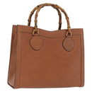 GUCCI Bamboo Hand Bag Leather Brown Gold 002 1186 0260 Auth ep13219-1