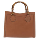 GUCCI Bamboo Hand Bag Leather Brown Gold 002 1186 0260 Auth ep13219-13