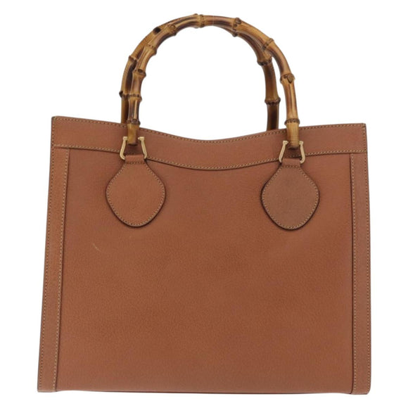 GUCCI Bamboo Hand Bag Leather Brown Gold 002 1186 0260 Auth ep13219