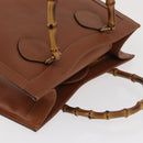 GUCCI Bamboo Hand Bag Leather Brown Gold 002 1186 0260 Auth ep13219-6
