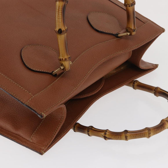 GUCCI Bamboo Hand Bag Leather Brown Gold 002 1186 0260 Auth ep13219