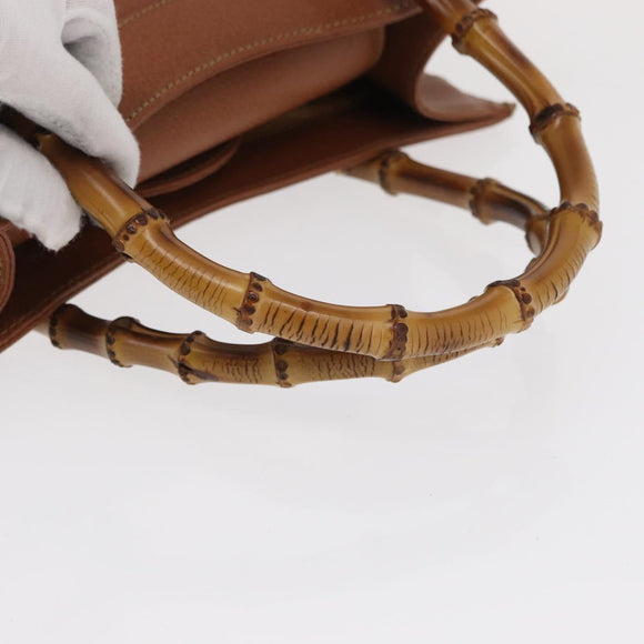 GUCCI Bamboo Hand Bag Leather Brown Gold 002 1186 0260 Auth ep13219