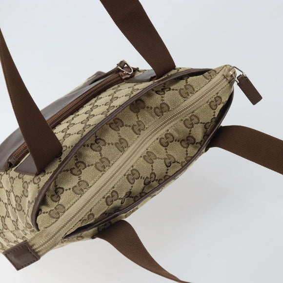 GUCCI Tote Bag Canvas Beige Silver 019 0402 1705 Auth ep13220