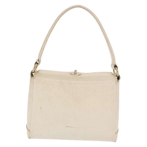 GUCCI Hand Bag Leather White Silver Auth ep13227