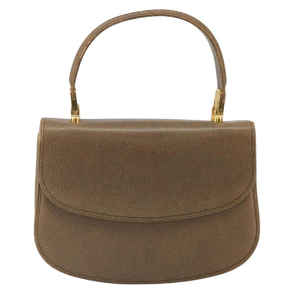 GUCCI Hand Bag Leather Brown Gold Auth ep13233
