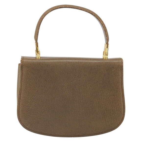 GUCCI Hand Bag Leather Brown Gold Auth ep13233