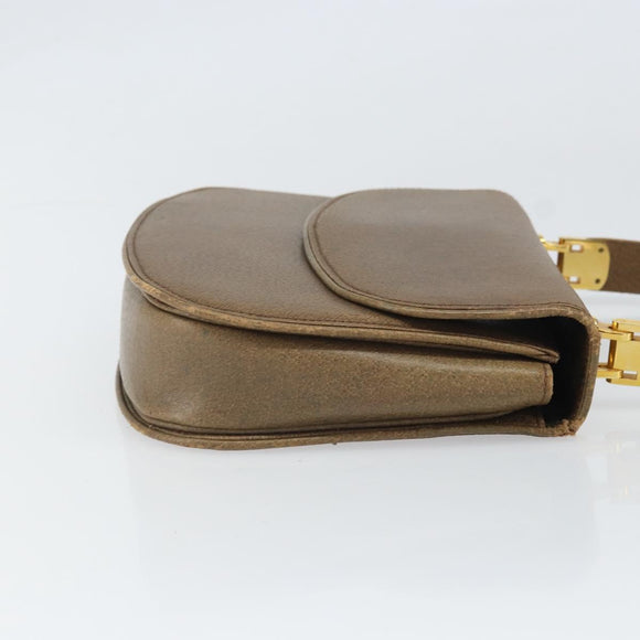 GUCCI Hand Bag Leather Brown Gold Auth ep13233