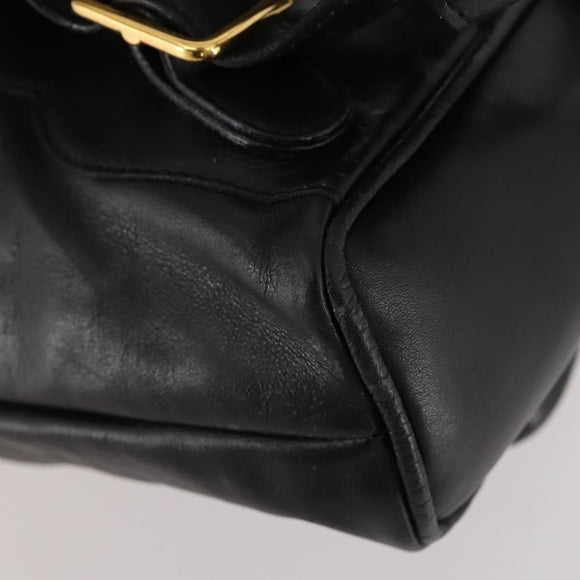 GUCCI Bamboo Backpack Leather Black Gold 003 1705 0030 Auth ep13234