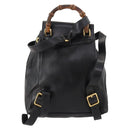 GUCCI Bamboo Backpack Leather Black Gold 003 1705 0030 Auth ep13234-2