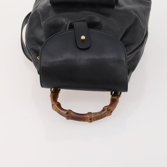 GUCCI Bamboo Backpack Leather Black Gold 003 1705 0030 Auth ep13234