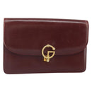 GUCCI Shoulder Bag Leather Bordeaux Gold Auth ep13238-1