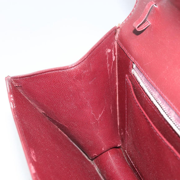 GUCCI Shoulder Bag Leather Bordeaux Gold Auth ep13238