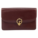 GUCCI Shoulder Bag Leather Bordeaux Gold Auth ep13238-13