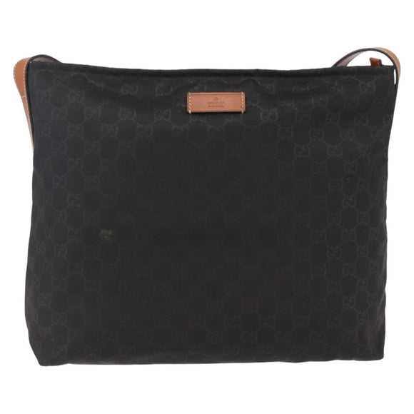 GUCCI GG Canvas Shoulder Bag Nylon Black Silver 308840 Auth ep13242