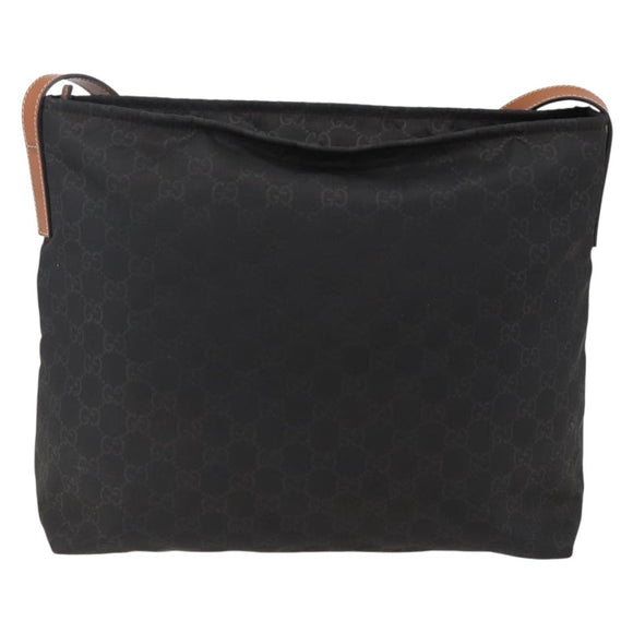 GUCCI GG Canvas Shoulder Bag Nylon Black Silver 308840 Auth ep13242