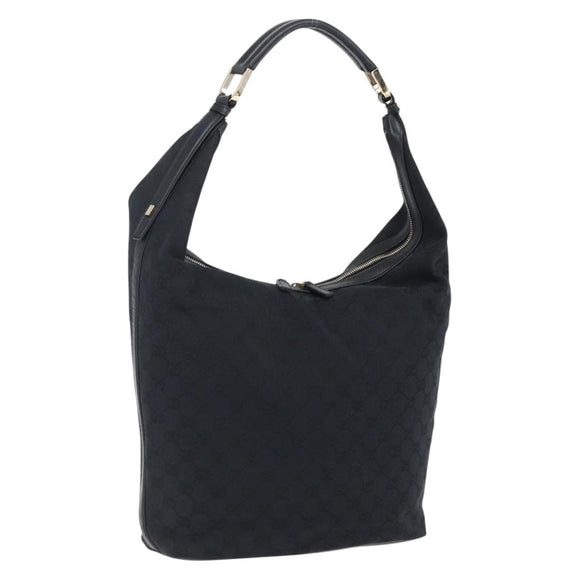 GUCCI GG Canvas Shoulder Bag Black Gold 001 42870 Auth ep13244