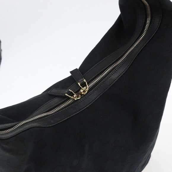 GUCCI GG Canvas Shoulder Bag Black Gold 001 42870 Auth ep13244