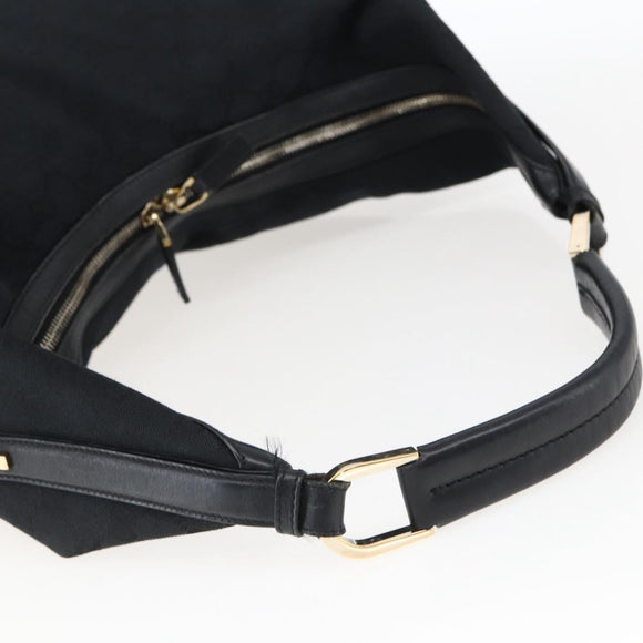 GUCCI GG Canvas Shoulder Bag Black Gold 001 42870 Auth ep13244