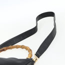 GUCCI Bamboo Hand Bag Leather 2way Black Gold 001 2123 1638 Auth ep13245-10