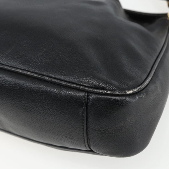 GUCCI Bamboo Hand Bag Leather 2way Black Gold 001 2123 1638 Auth ep13245