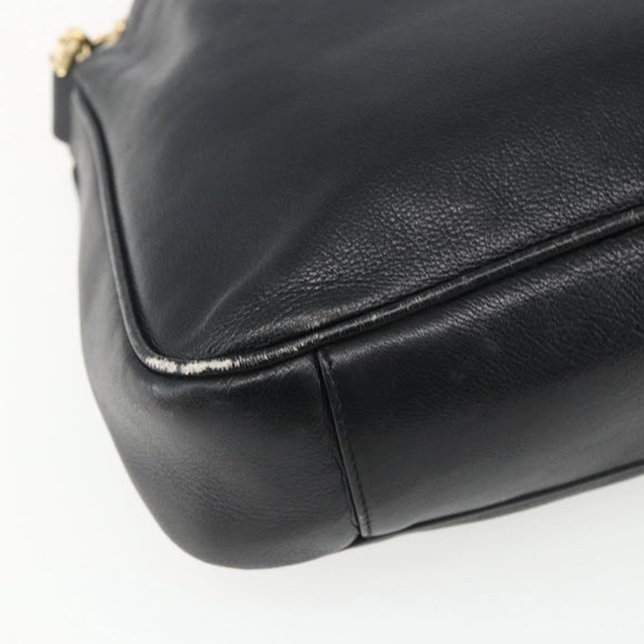 GUCCI Bamboo Hand Bag Leather 2way Black Gold 001 2123 1638 Auth ep13245