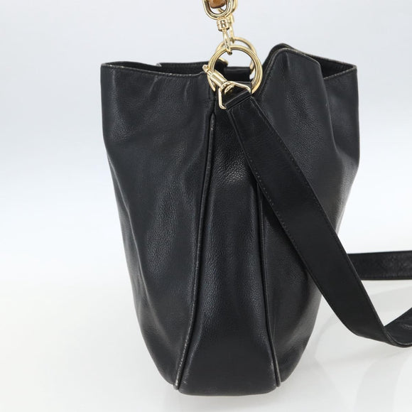 GUCCI Bamboo Hand Bag Leather 2way Black Gold 001 2123 1638 Auth ep13245