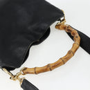 GUCCI Bamboo Hand Bag Leather 2way Black Gold 001 2123 1638 Auth ep13245-7