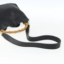 GUCCI Bamboo Hand Bag Leather 2way Black Gold 001 2123 1638 Auth ep13245-9