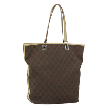GUCCI GG Canvas Tote Bag Dark Brown Silver 31243 Auth ep13258