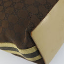 GUCCI GG Canvas Tote Bag Dark Brown Silver 31243 Auth ep13258-17