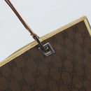 GUCCI GG Canvas Tote Bag Dark Brown Silver 31243 Auth ep13258-18