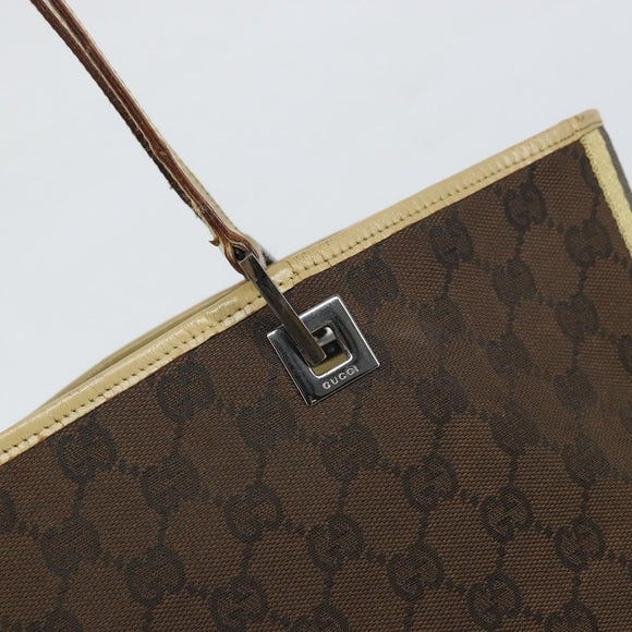 GUCCI GG Canvas Tote Bag Dark Brown Silver 31243 Auth ep13258