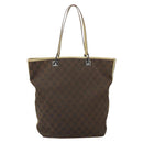 GUCCI GG Canvas Tote Bag Dark Brown Silver 31243 Auth ep13258-13