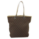 GUCCI GG Canvas Tote Bag Dark Brown Silver 31243 Auth ep13258-2