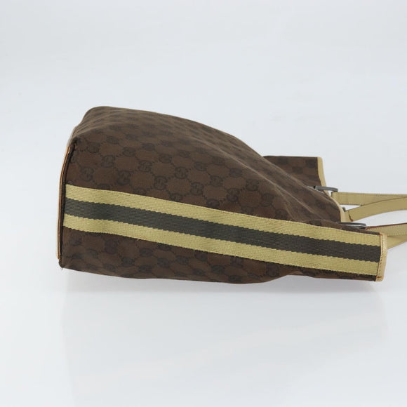 GUCCI GG Canvas Tote Bag Dark Brown Silver 31243 Auth ep13258