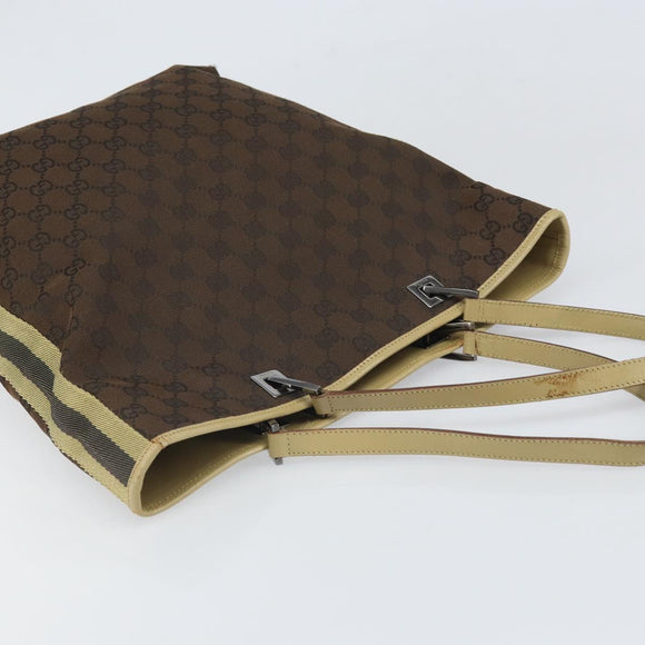 GUCCI GG Canvas Tote Bag Dark Brown Silver 31243 Auth ep13258