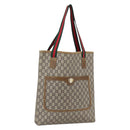 GUCCI GG Plus Supreme Web Sherry Line Tote Bag PVC Beige Gold Auth ep13260-1