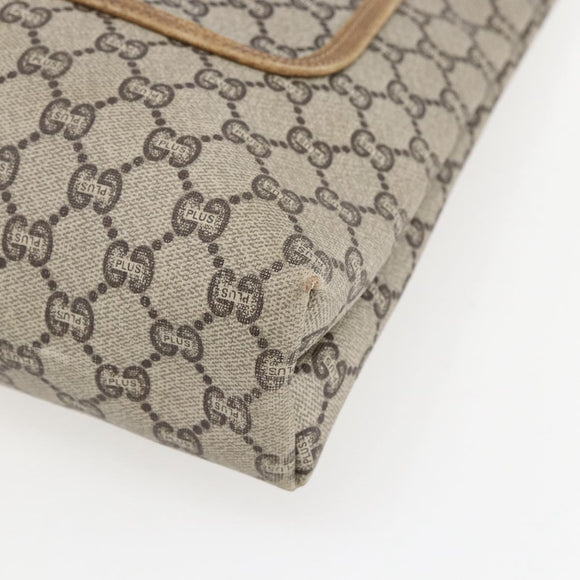 GUCCI GG Plus Supreme Web Sherry Line Tote Bag PVC Beige Gold Auth ep13260