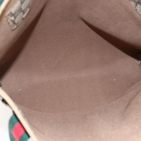 GUCCI GG Plus Supreme Web Sherry Line Tote Bag PVC Beige Gold Auth ep13260
