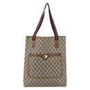 GUCCI GG Plus Supreme Web Sherry Line Tote Bag PVC Beige Gold Auth ep13260-2