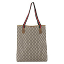 GUCCI GG Plus Supreme Web Sherry Line Tote Bag PVC Beige Gold Auth ep13260-3