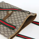 GUCCI GG Plus Supreme Web Sherry Line Tote Bag PVC Beige Gold Auth ep13260-6